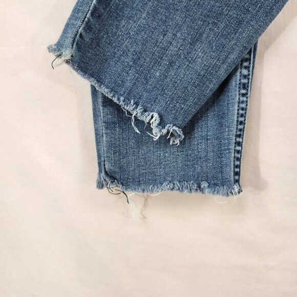 Calvin Klein Womens High Rise Skinny Sz 12/31  Denim Blue Jeans Raw Hem Button - Picture 7 of 11
